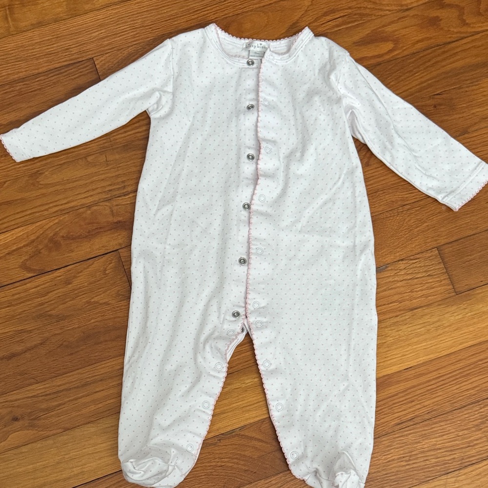 Kissy Kissy White and Pink Dotted Footie
